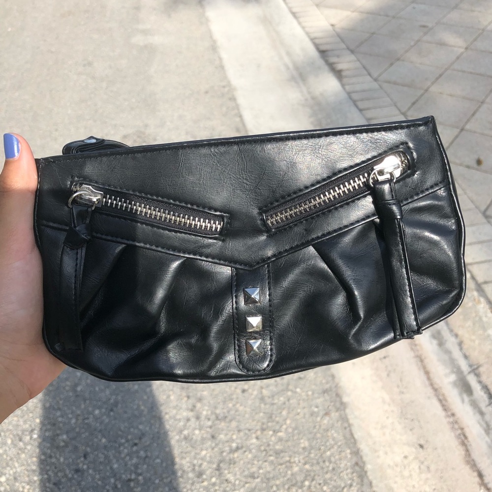 Black leather clutch